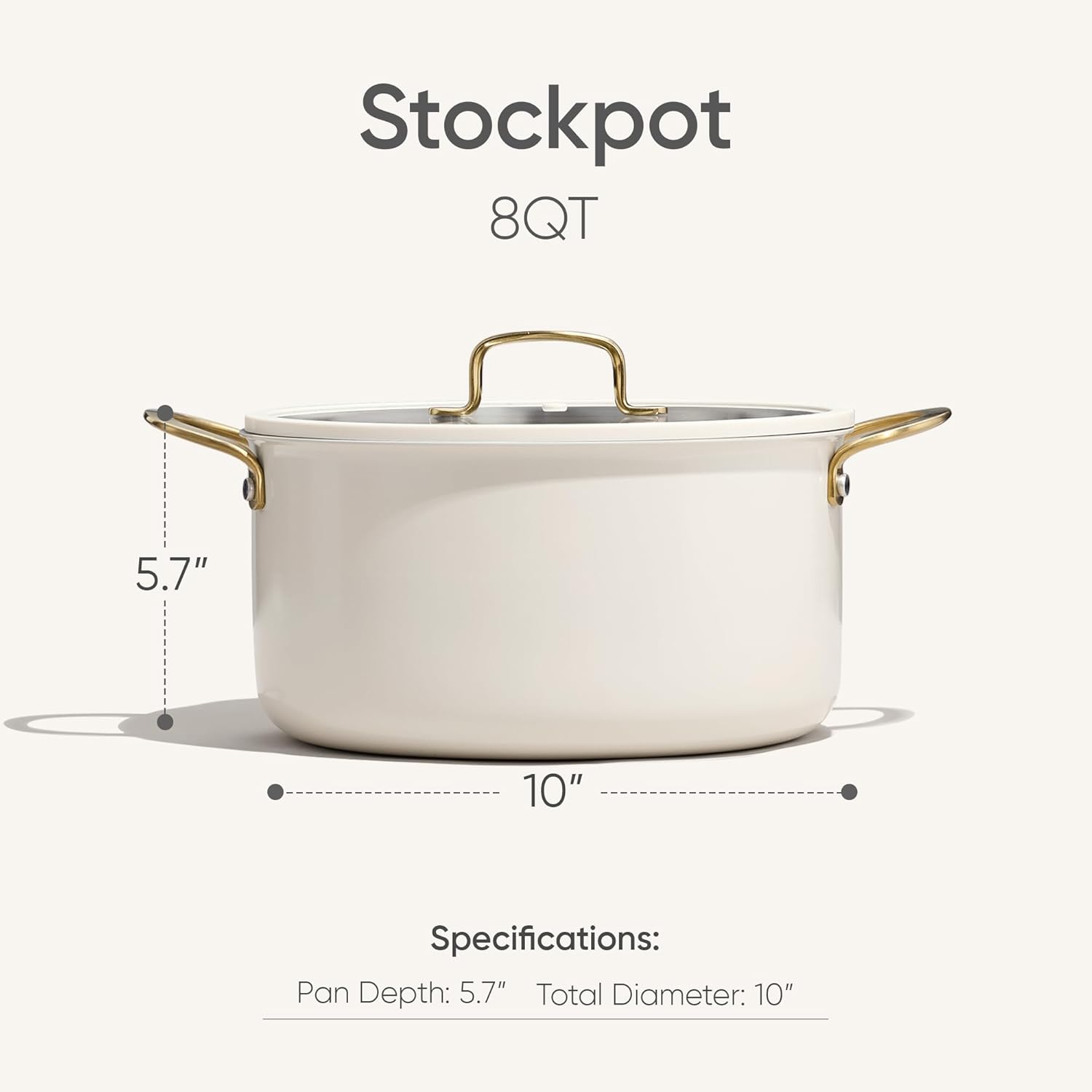 CAROTE 8QT Full Clad Tri Ply Stainless Steel Stock Pot with Lid | All Stoves Compatible, Oven & Dishwasher Safe, Stay Cool Handle, White, Cookware for Simmer - Image 2
