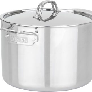 Viking PureGlide Pro 3-Ply Nonstick Stock Pot, Made without PFAS, 8-Quart Induction Soup and Pasta Cooking Pot with Lid, Metal Utensil Safe Titanium Nonstick Surface, Oven Safe to 600F