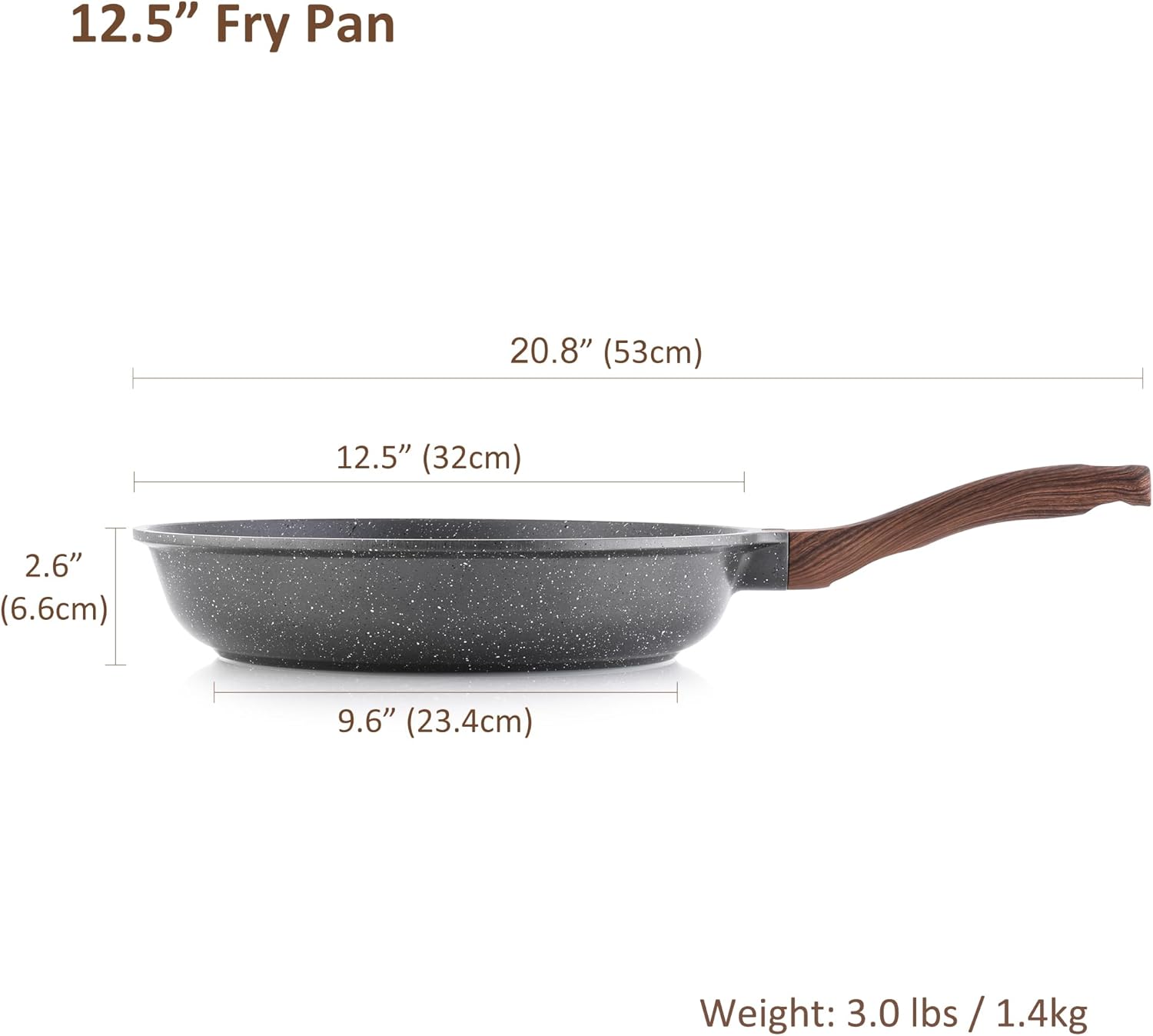 SENSARTE 12.5 Inch Nonstick Frying Pan Skillet, Swiss Granite Coating Omelette Pan, Healthy Stone Cookware, PFOA Free - Image 8