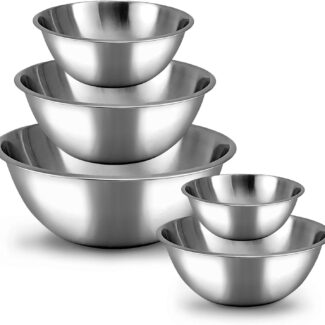 Stainless Steel Mixing Bowls Set, 5-Piece Meal Prep & Food Storage | .75, 1.5, 3, 4 & 5 Quart Metal Mixing Bowls Set for Prep, Serving, Baking & Food Storage, Ecofriendly, Dishwasher Safe